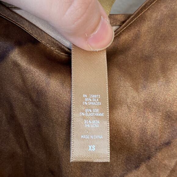 SKIMS Silk Slip Dress High Slit Nude Print Brown Size XS Elegant Party Sexy - Picture 6 of 7